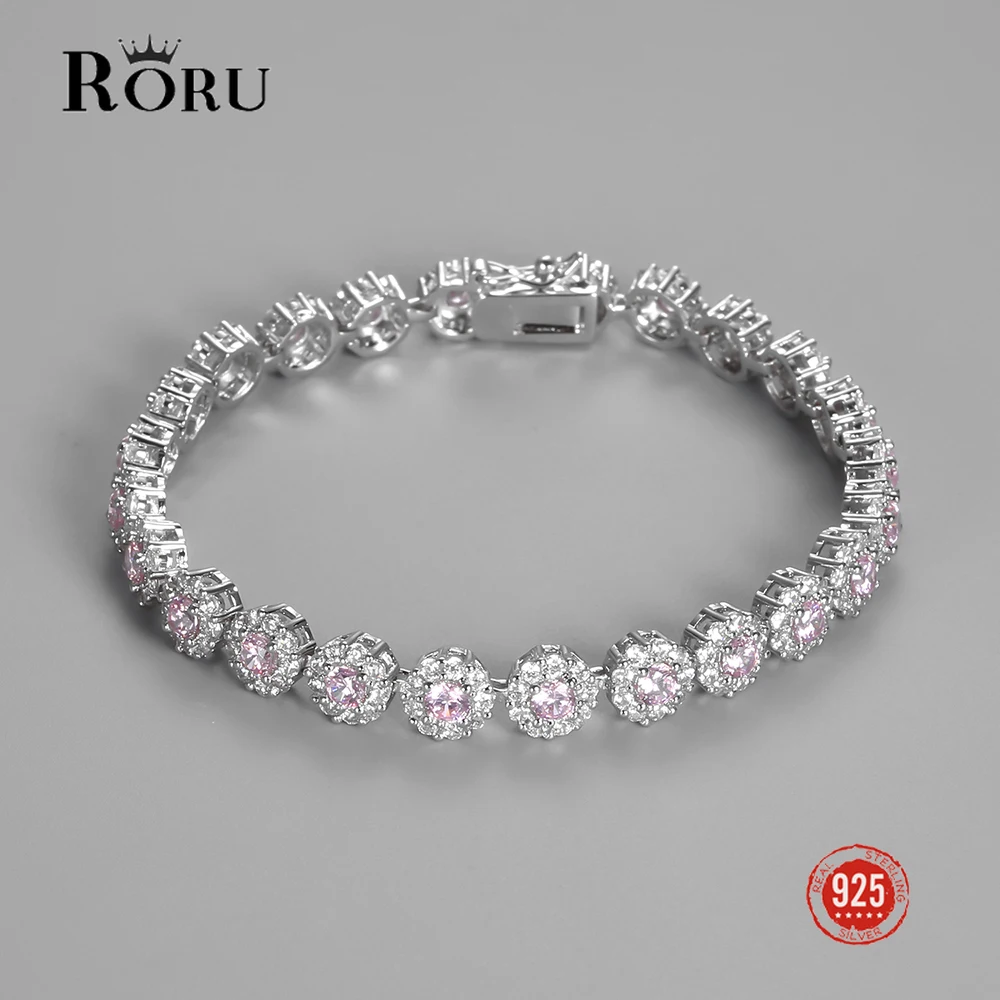Модный женский браслет с розовым цирконием медное покрытие серебряные браслеты