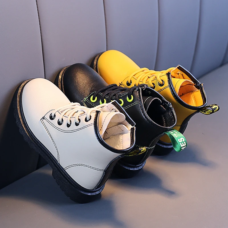 

Fashion Yellow Boots For Children Soft Martens Boots Kids Warm Plush Winter Shoes Boys Girls Toddlers Boots Plus Size Chaussures