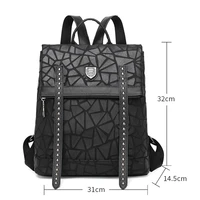 womens bag composite cowhide leather backpack for women fashion rivet black bag large capacity school backpack female