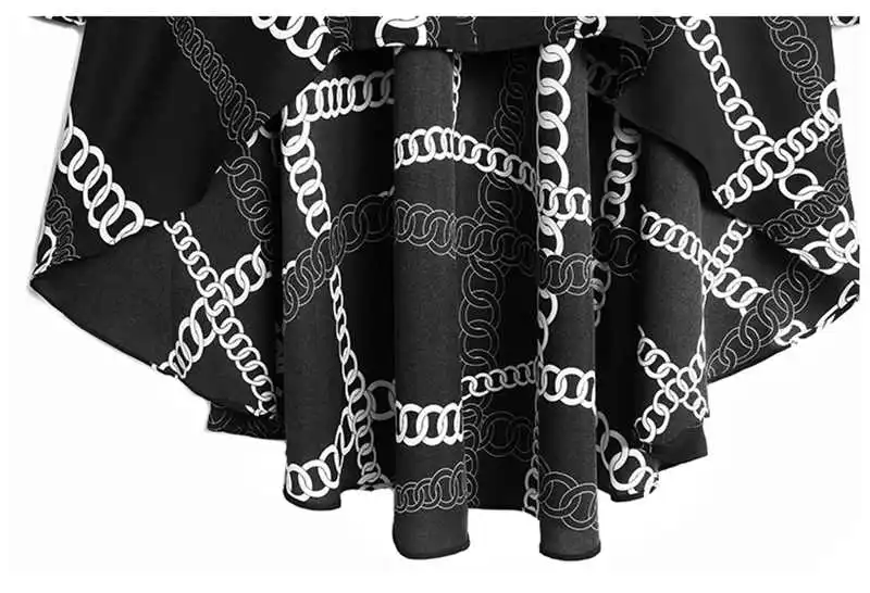 

[EAM] Women Black Pattern Printed Big Size Blouse New Lapel Three-quarter Sleeve Loose Shirt Fashion Spring Summer 2021 1DD9723