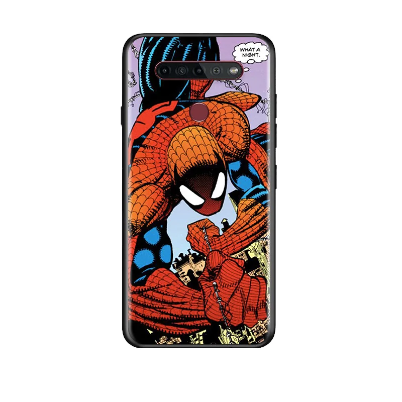 

Marvel Avengers Super Hero Spider Man For LG G8 G8S G8X V30 V30S V40 V50 V50S V60 Q60 ThinQ 5G TPU Silicone Black Phone Case