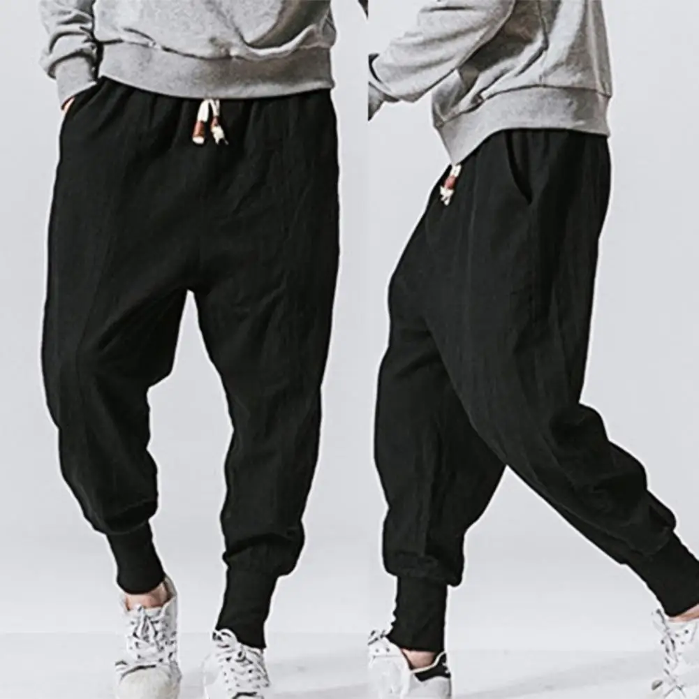 

Harem Pant Men Streetwear Casual Joggers Harem Pants Baggy Drawstring Men Drop-crotch Pockets Trousers Men Trousers Sweatpants