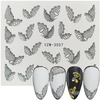 2022 new black lace pattern water transfer nail art stickers sunflower watermark decals diy decorative nail tools