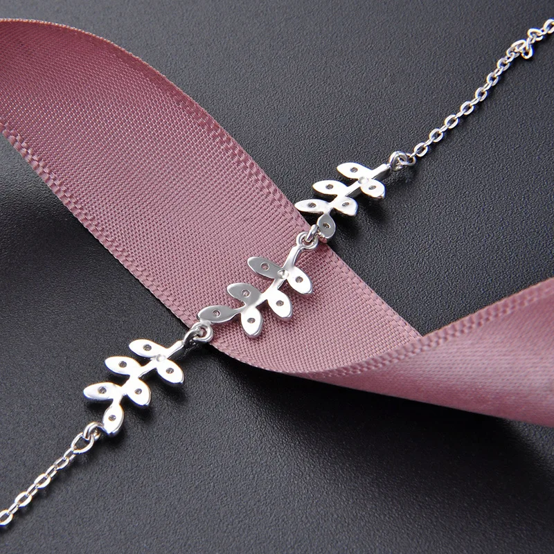 

Jellystory Fashion 925 Sterling Silver Bracelet for Women Leaf-shaped Zircon Gemstones Chain Bracelets Wedding Fine Jewelry Gift