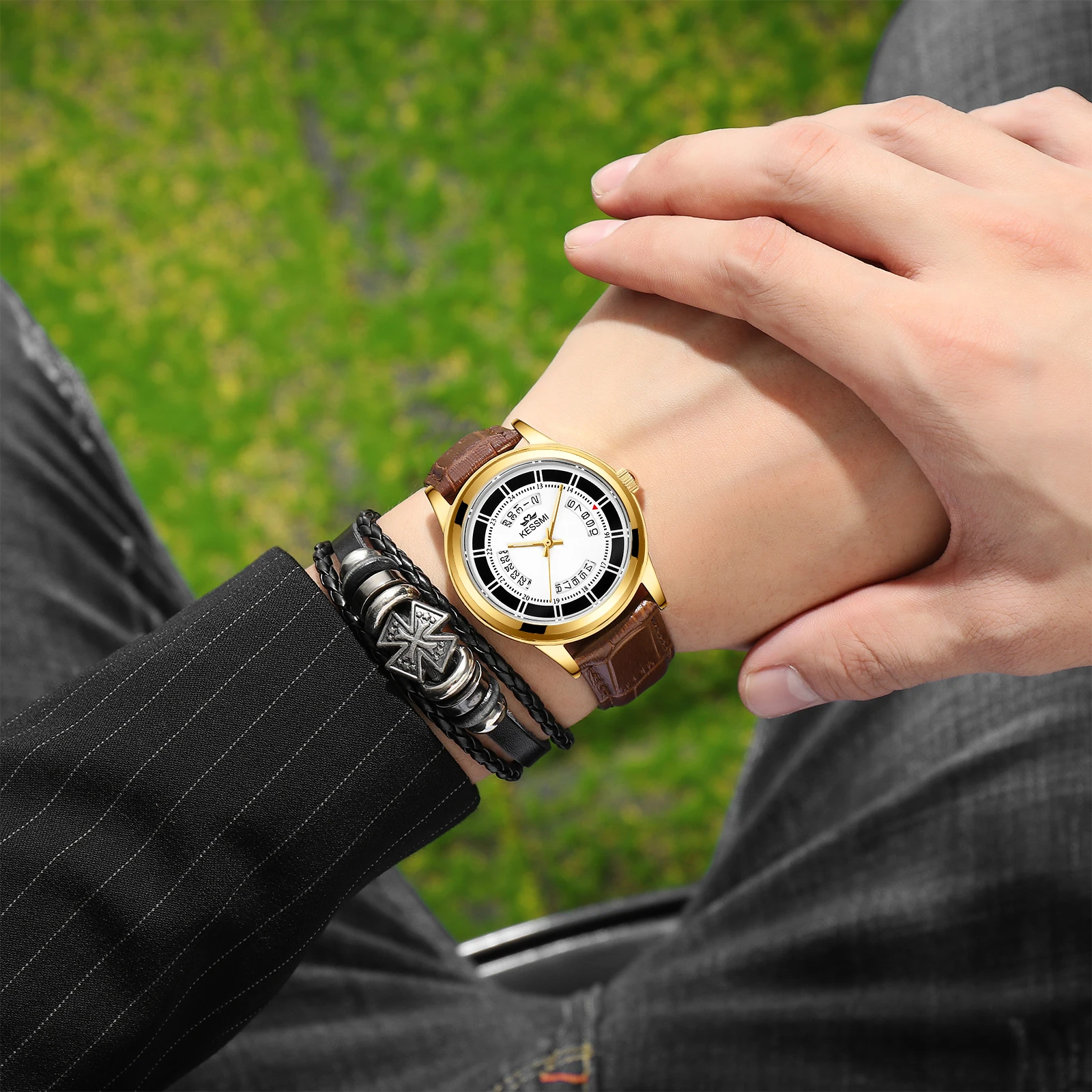 

Прямая поставка, мужские наручные часы с японским механизмом и кожаным ремешком, дешевые модные мужские кварцевые наручные часы с датой