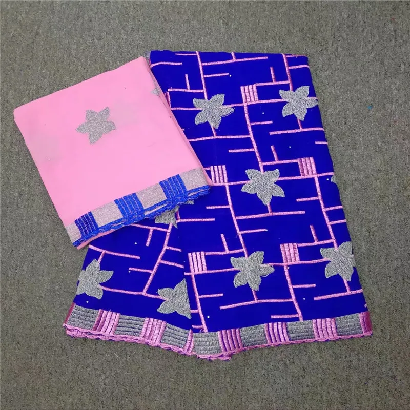 Новая африканская синяя сетчатая кружевная ткань Франция 100% хлопок Мягкая