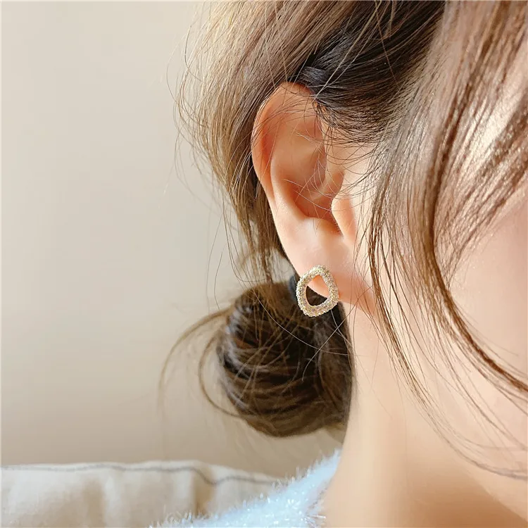 

S925 Silver Needles Stud Earring Cubic Zirconia Hollow Simple Earrings Cute Small Exquisite Female Jewelry For Young Girl Gifts