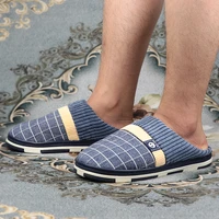 indoor slippers for men 2020 warm plush non slip plaid house slippers boys sewing super soft rubber home shoes male