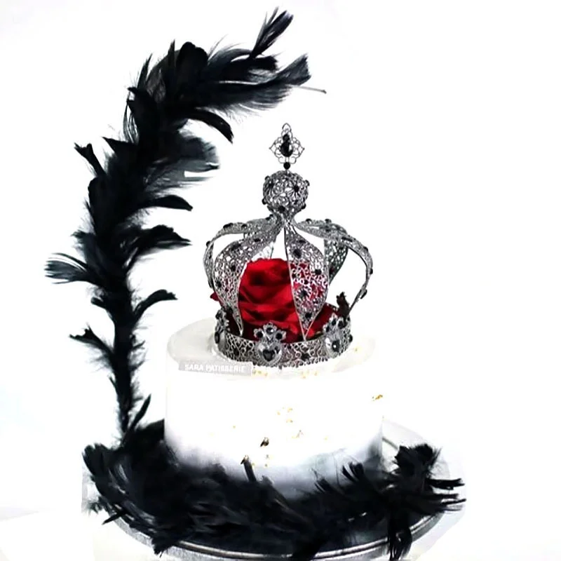 

King Baroque Valentine's Day Queen Birthday Party Cake Decoration Dessert Ornaments Black Castle Crown Baking