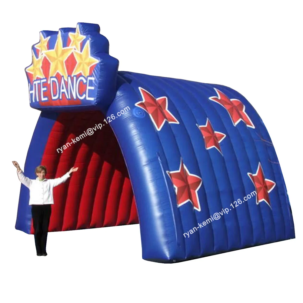

4m Red Blue Inflatable Tunnel Tent With Custom Logo Board Stars Sports Outdoor Events Entry Shelter For Football Team Games