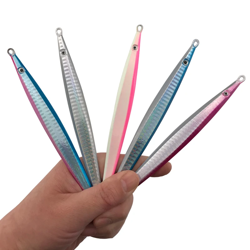 

Slow Metal jigging lure 80g 100g 120g 150g 200g 300g 1pcs 5pcs lead High hit rate luminous Sinking Artificial Sea Fishing Bait