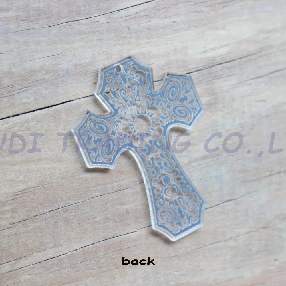 Акриловые серьги в виде креста диаметром 38 мм/50 мм зеркальный лазерный вырез под