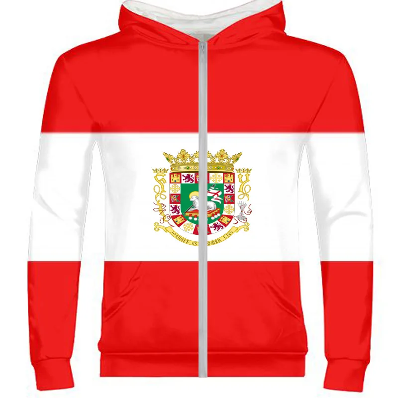 

PUERTO RICO male youth diy free custom made photo pri boy zipper sweatshirt nation flag pr rican spanish country college clothes