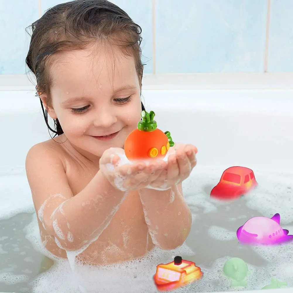 

1 шт. детские игрушки для ванной мигающий светильник игрушечный водный плавающая резиновая утка световой ванная комната Детский плавать ав...