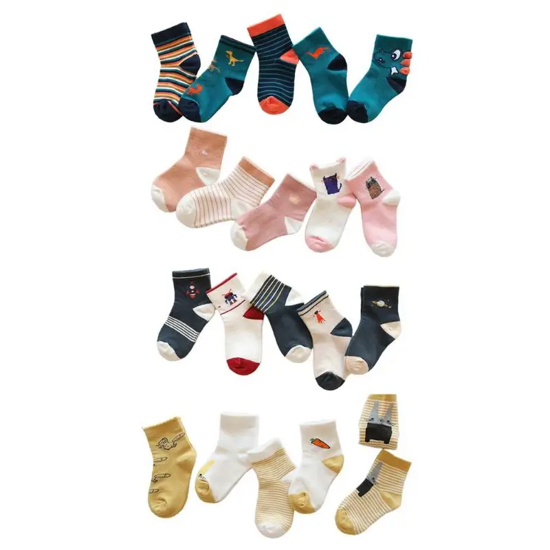 5 пар носков для малышей теплые и удобные детские носки цветные хлопковые с