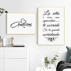 Картина на стену с мотивом итальянского любовного сердца, Картина на холсте с мотивами итальянской вдохновляющей жизни и постером, декор для домашней комнаты