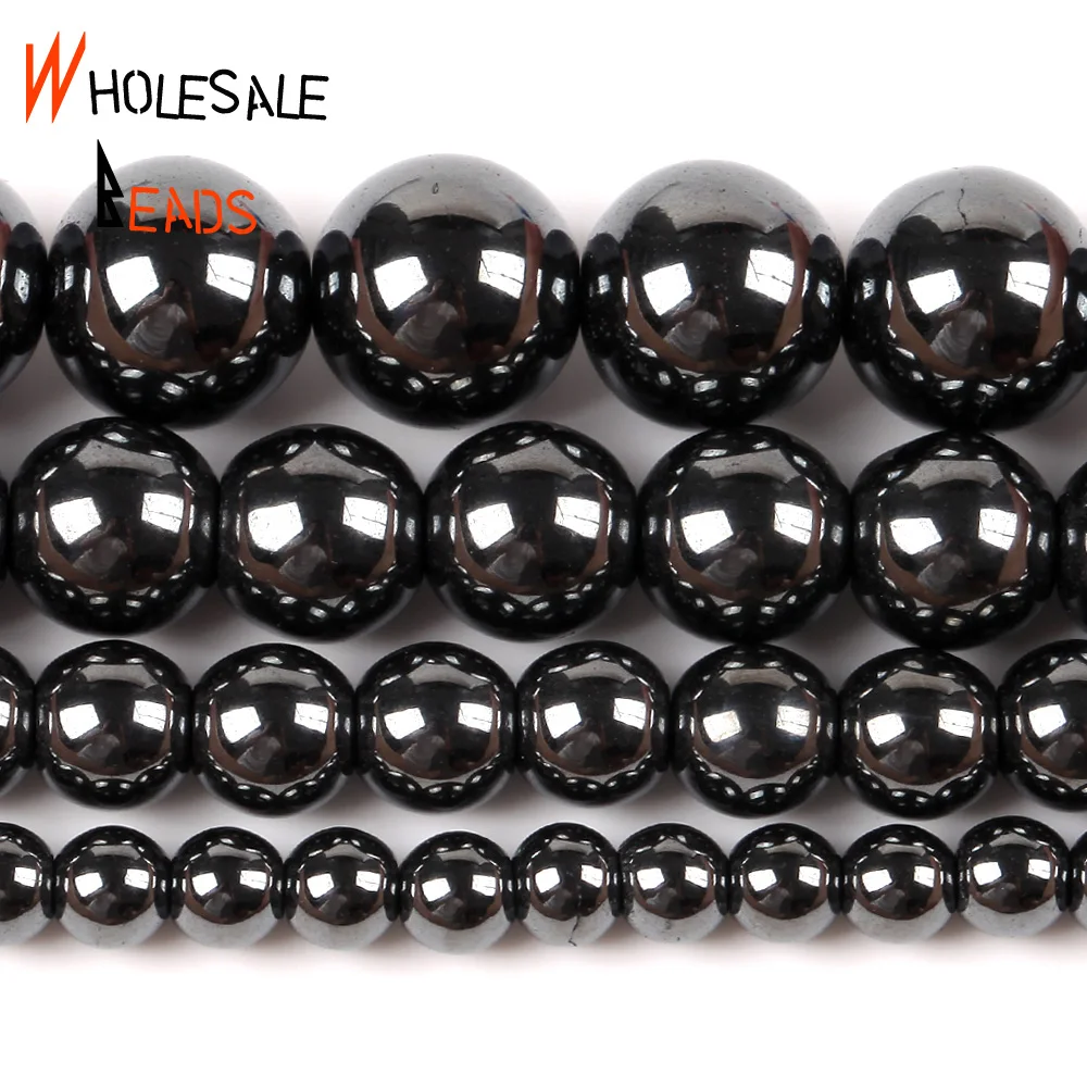 

Круглые бусины-разделители A + из Натурального Гематита черного цвета для изготовления ювелирных изделий, браслетов ручной работы, 15 дюймов,...