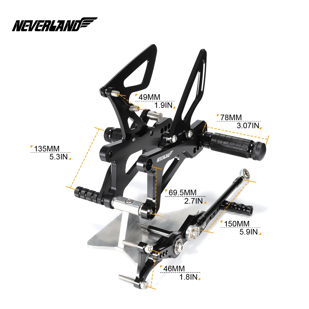 Для Triumph DAYTONA 675 Street Triple 2006-2012 CNC Регулируемые задние комплекты Rearset подножка подножки D49