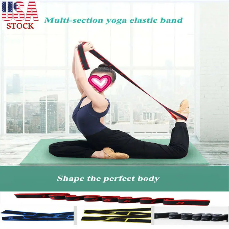 4x90cm Cotton Yoga Resistance Band Loop Pilates Stretch Strap Home Gym Training Belt Leg Fitness Exercise Workout