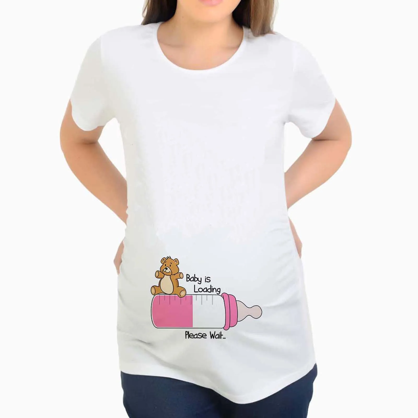 

Women Short Sleeve Pregnancy Clothes Maternity Letter Printing Cartoon Print Tops Breastfeeding Dress Home Clothes For Women