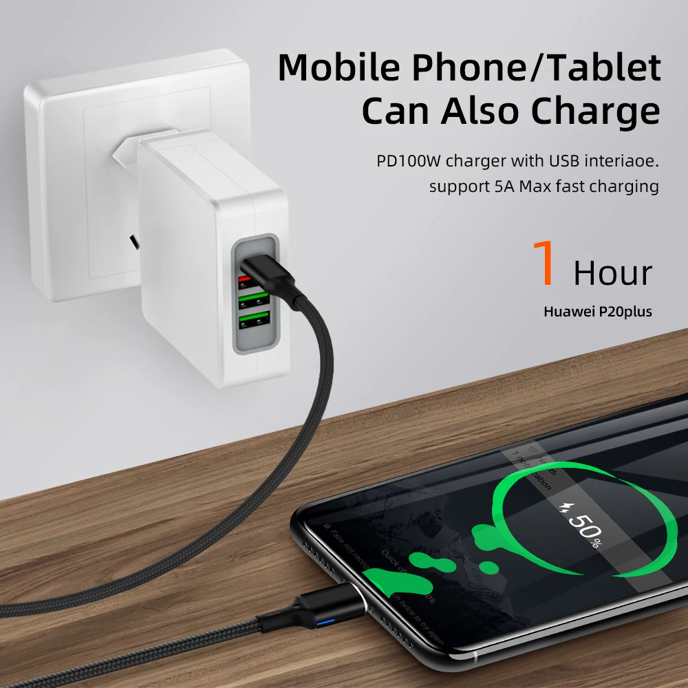 USB 3 1 Магнитный кабель 100 Вт PD Quick Charge 4 0 Type C к для Samsung S10 S9 5A быстрое зарядное