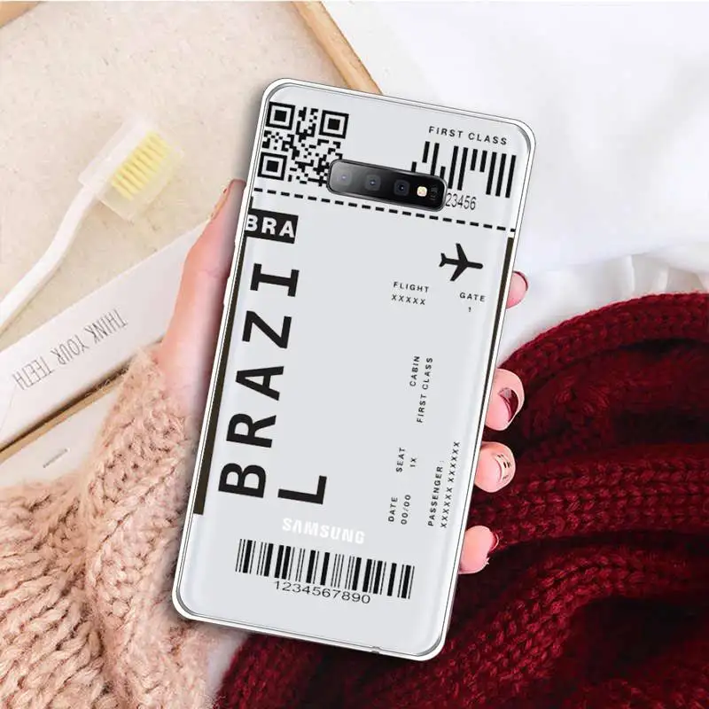 

AIR Tickets Travel Label Country Phone Case Transparent For Samsung Galaxy A 71 21s S note 8 9 10 plus 20 ultra