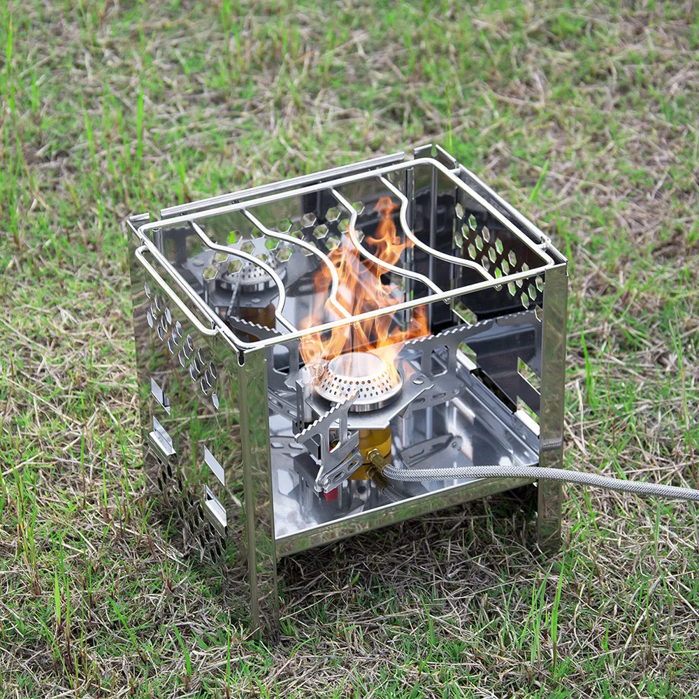 

Wood Burning Camping Stove Foldable Stainless Steel Stove For Outdoor Hiking Camping Traveling Picnic BBQ Tools