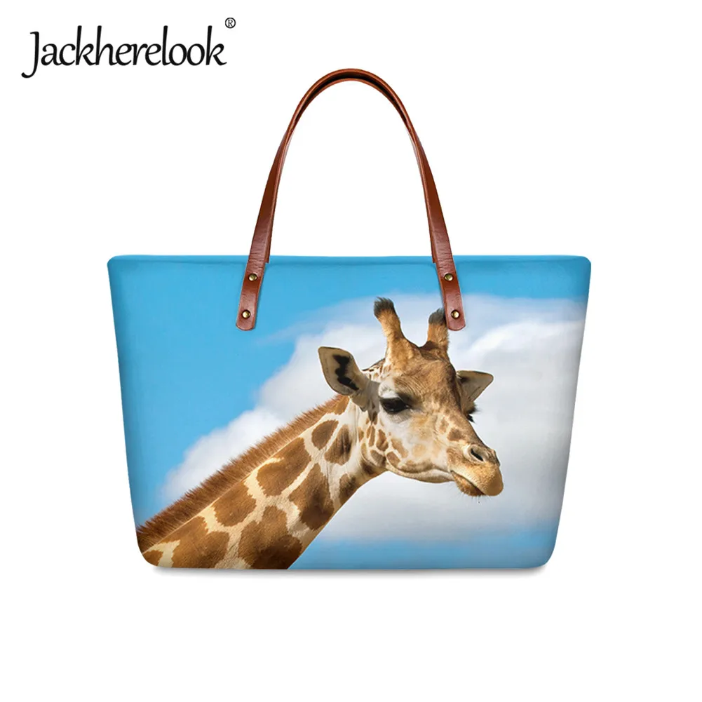 

Jackherelook Cute Animal Giraffe Design Womens Shoulder Bag Casual Handle Bag for Lady Female Large Capacity Handbag Bolsos