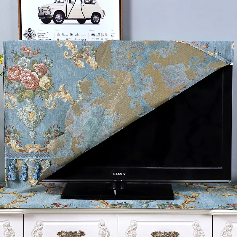 

AUX TV Dust Cover 2021 new European style TV cover dust cover Hand knitted fabric 55 inch 65 inch 75 LCD TV set cover cloth