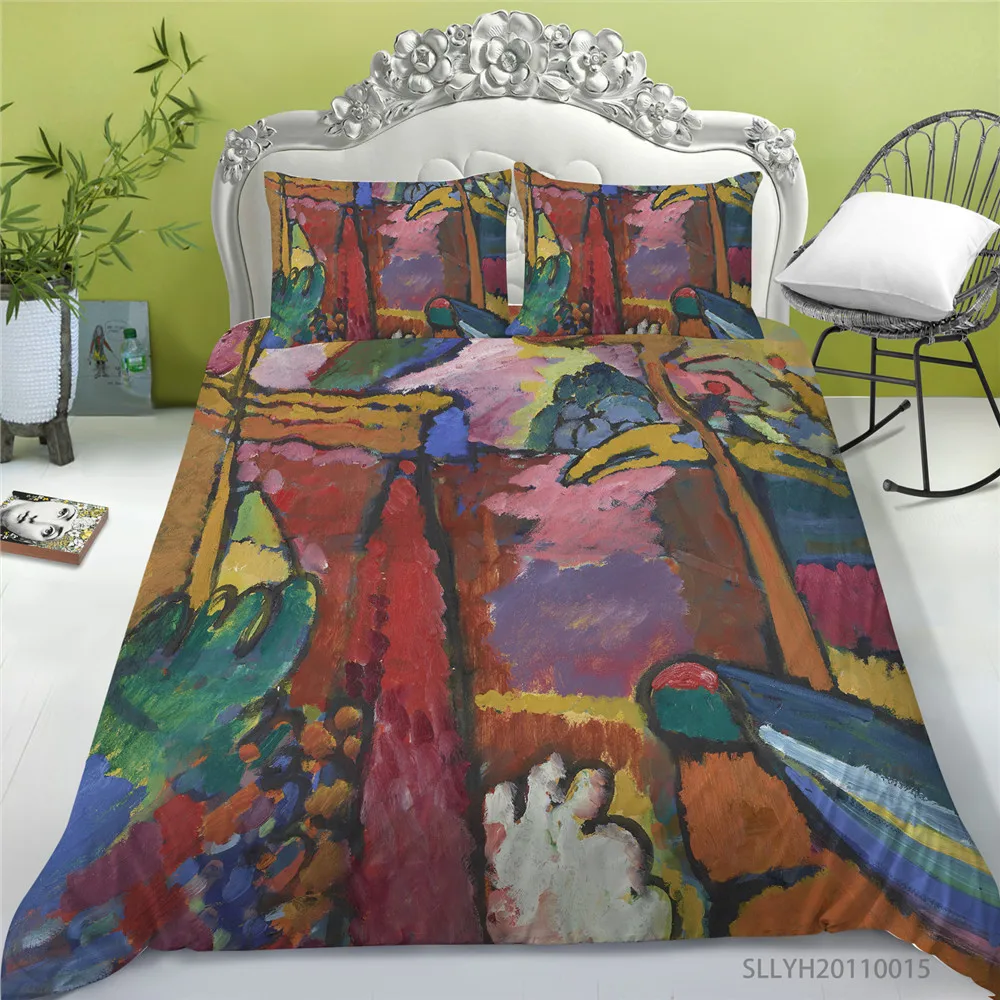 

Luxury Bedding Set King Size Duvet Cover Set Oil Painting Print Colourful 2/3 Pcs Bedclothes Creative Bed Gift