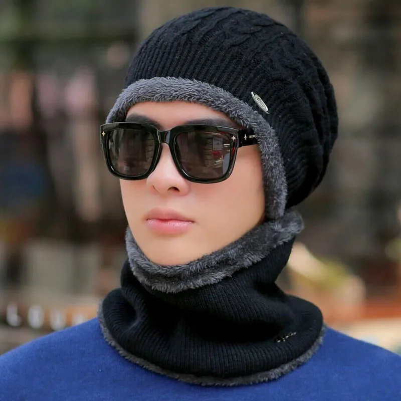 Брендовые зимние шапки для мужчин Skullies Beanies Мужская зимняя вязаная шапка из крученой пряжи шарф из шерсти женская маска капота мужская шапка