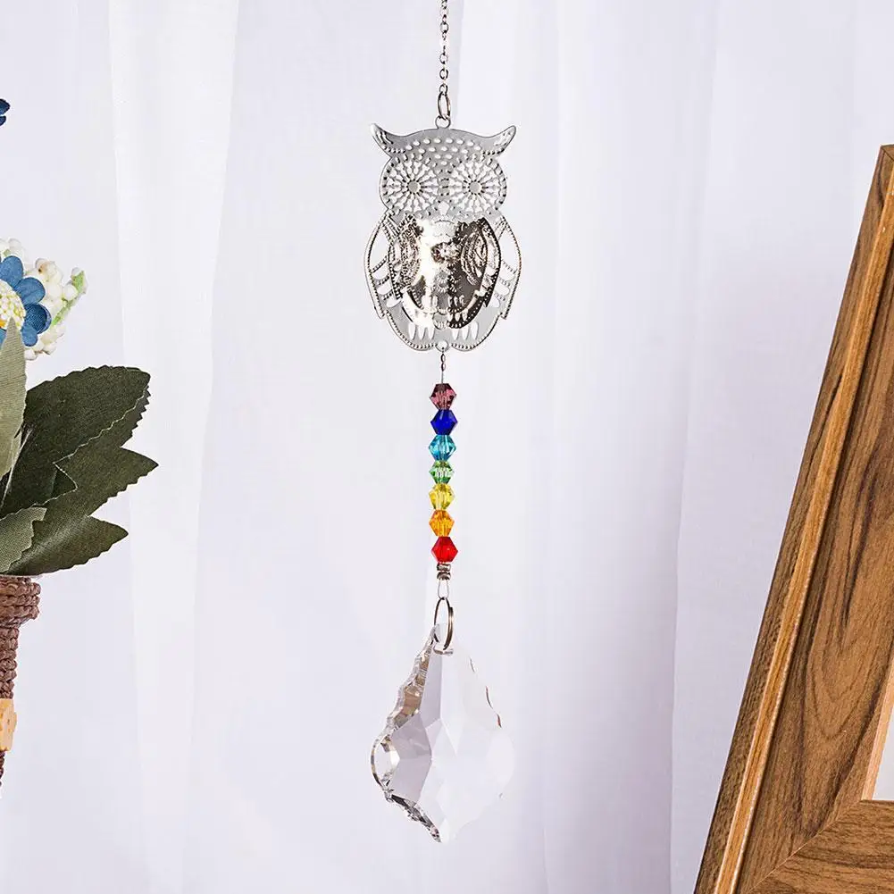 

Owl Crystal Sun catcher Prism Ball Rainbow Maker Chandelier Decor Garden Chakra Hanging Ornament Window Pendant T6G1