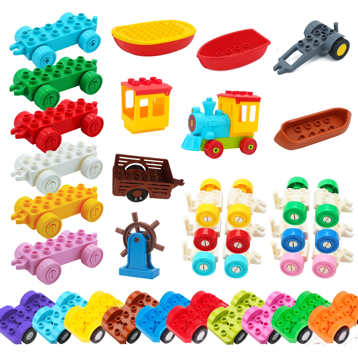 

Trailer Car model 2x6 Big Building Blocks Vehicle Accessory Compatible Classic Assemble Bricks Children DIY Toys Girl Gift