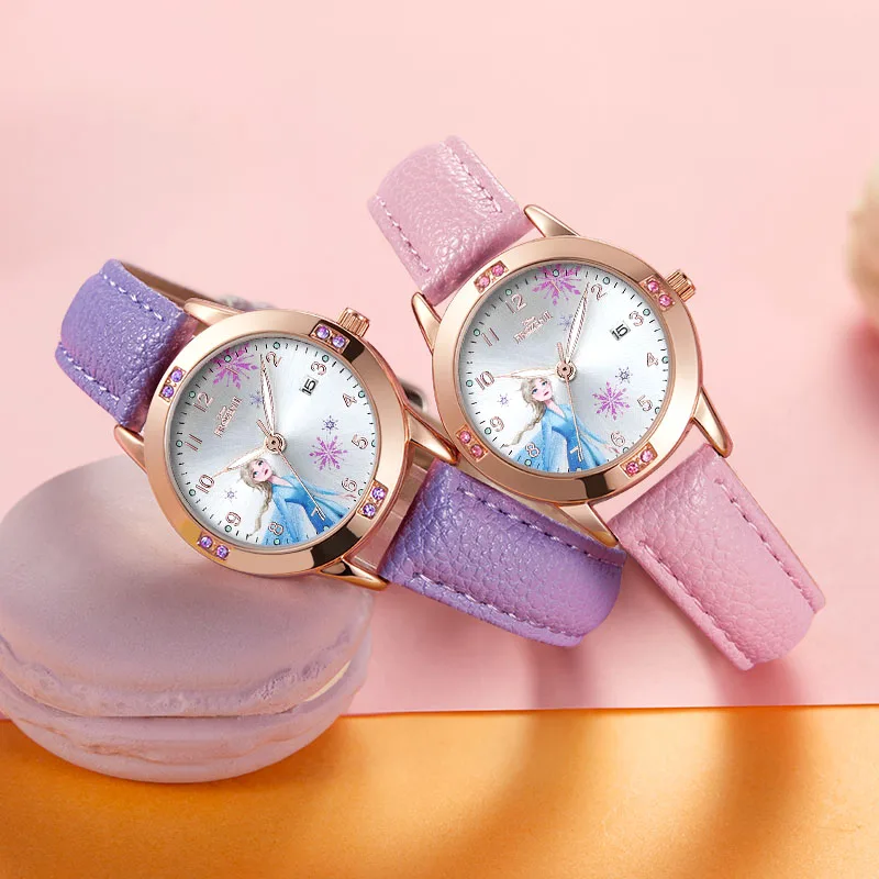 Big Sale Girls Princess Watch Cute Ladies Calendar Rhinestone Wristwatches Children Strap Hour Youth Women Quartz Lovely Clocks