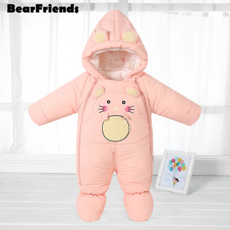 

2002 Russia New born Winter Baby onesie costume Girl Clothes Jumpsuit Hooded Boy Overalls romper Outerwear foot-covered climbing