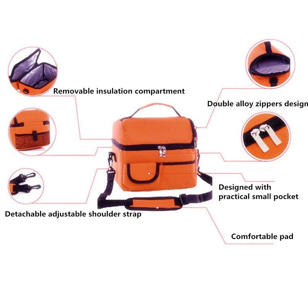 Термосумка для пищи многоразовая для женщин многофункциональная Холодильная и Теплая Коробка для обеда функциональная сохраняющая тепло для еды на пикник Bgas