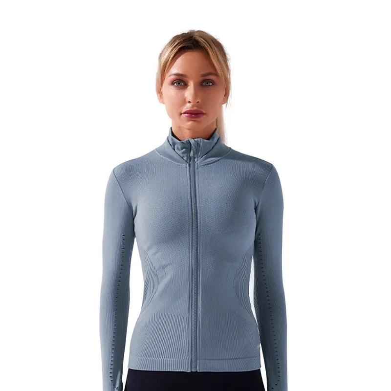 

New Autumn and Winter Seamless Yoga Cardigan Top Women's Sports Zipper Long Sleeve Shirts Yoga Tops Women Workout Clothing