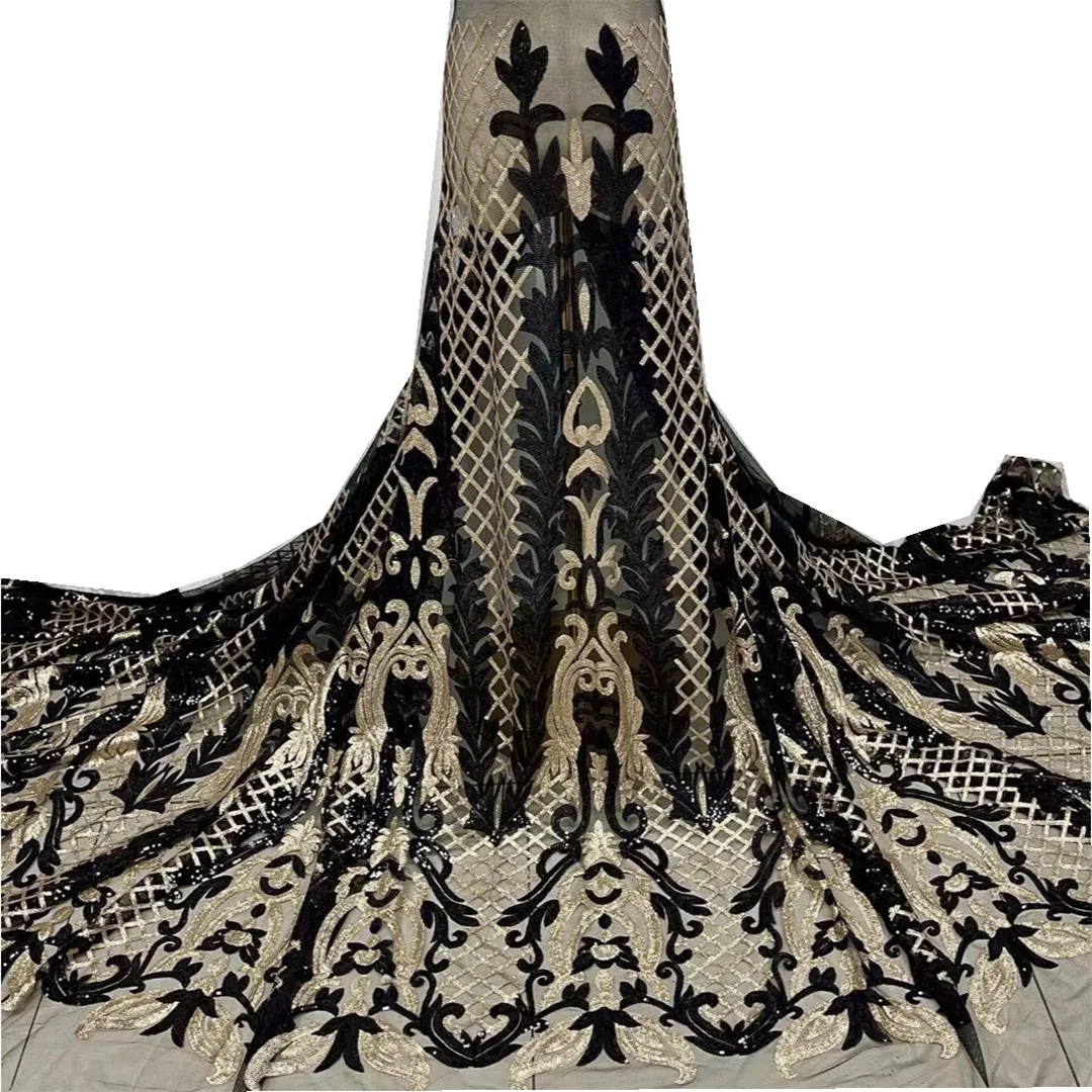 

Royal BlueHigh Quality African flower Sequin Organza Lace Fabric Lace French Tulle Lace Fabric Nigerian Lace Fabrics For Wedding