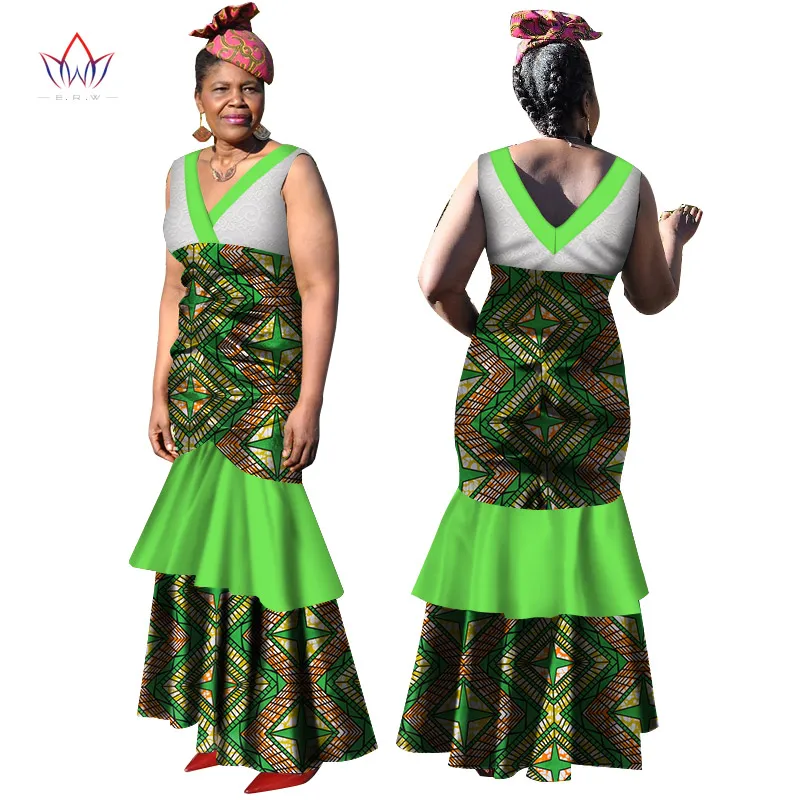

African Traditional Wear For Women Long Dress Dashiki Bazin Riche Cotton Dress Traditional Plus Size African Sexy Clothes WY3176