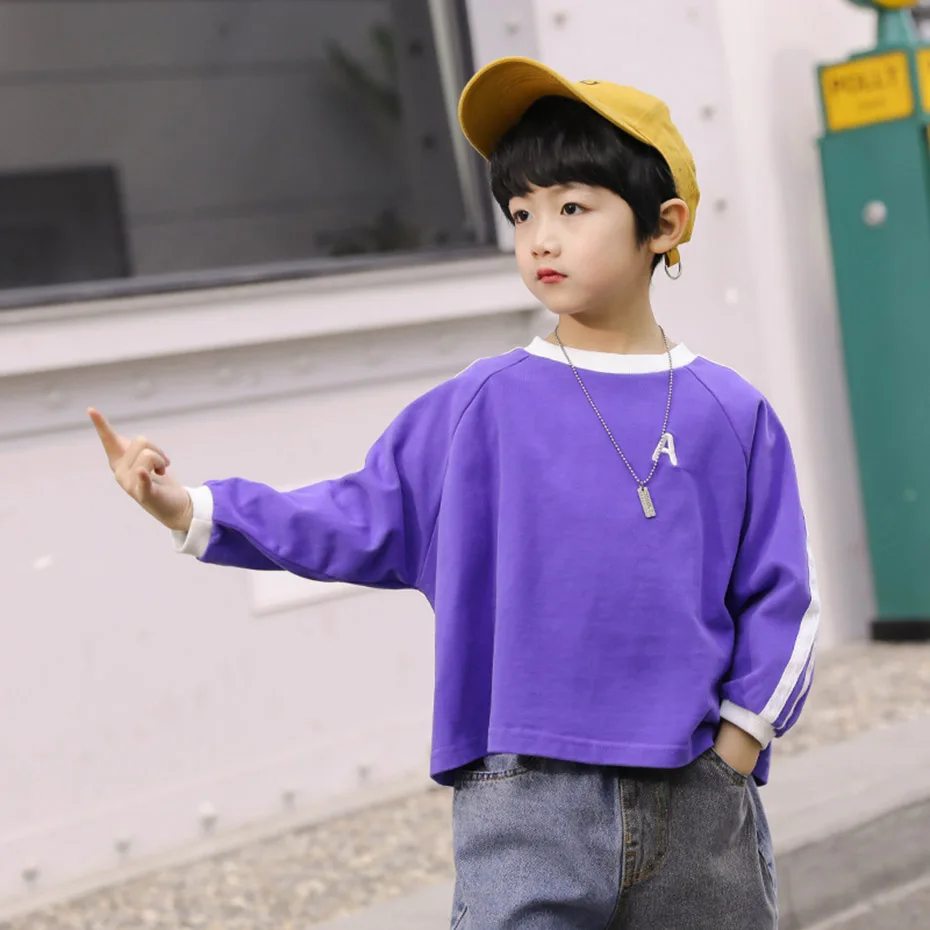 Детская рубашка полосатая футболка для мальчиков свободная повседневная