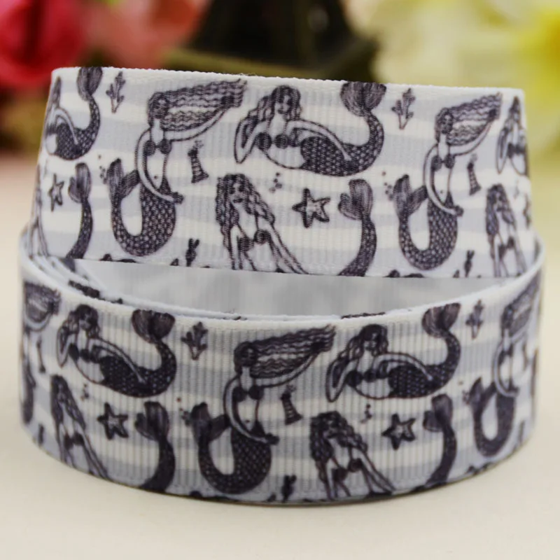 

1"25mm, 1-1/2"38mm 100yards Mermaid Cartoon Printed Grosgrain Ribbon Party Decoration Gift Wrapping