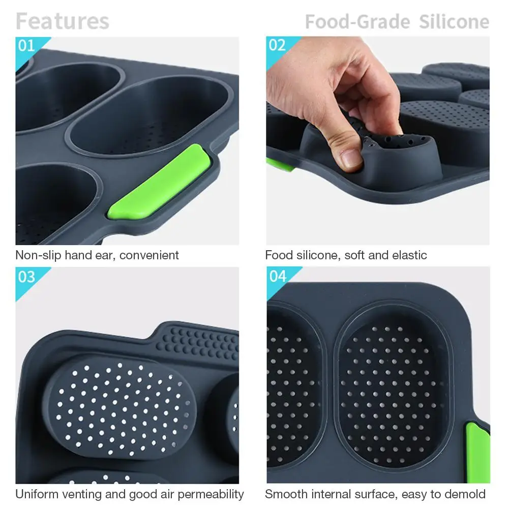 

Silicone French Bread Mold DIY Baking 8 Cup Non-Stick Baking Pan Household Bread Mini Loaf Mould Kitchen Supplies