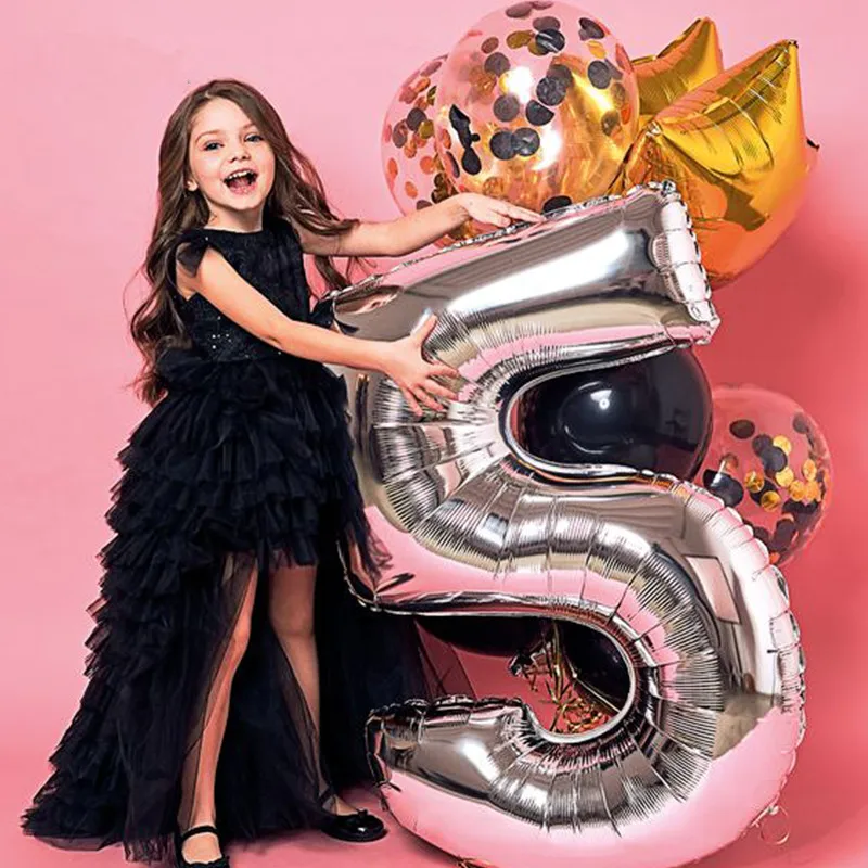 

32inch Big Number Foil Balloons Air Balloon Birthday Party Decorations Kids Rose Gold Silver 0-9 Digit Ball Baby Shower Ballon