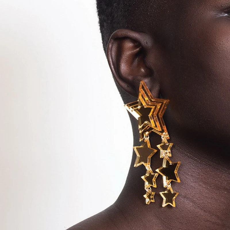 Лидер продаж Модные Акриловые серьги подвески с золотыми звездами модные