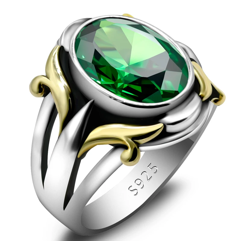 

Кольцо с зеленым фианитом, кольцо в стиле ретро