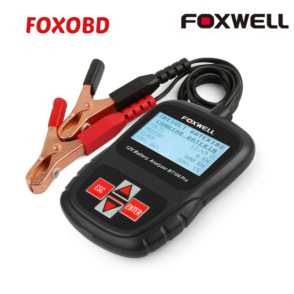 Цифровой тестер батареи Foxwell BT100 Pro 12 в автомобильный для затопленных AGM гелевый