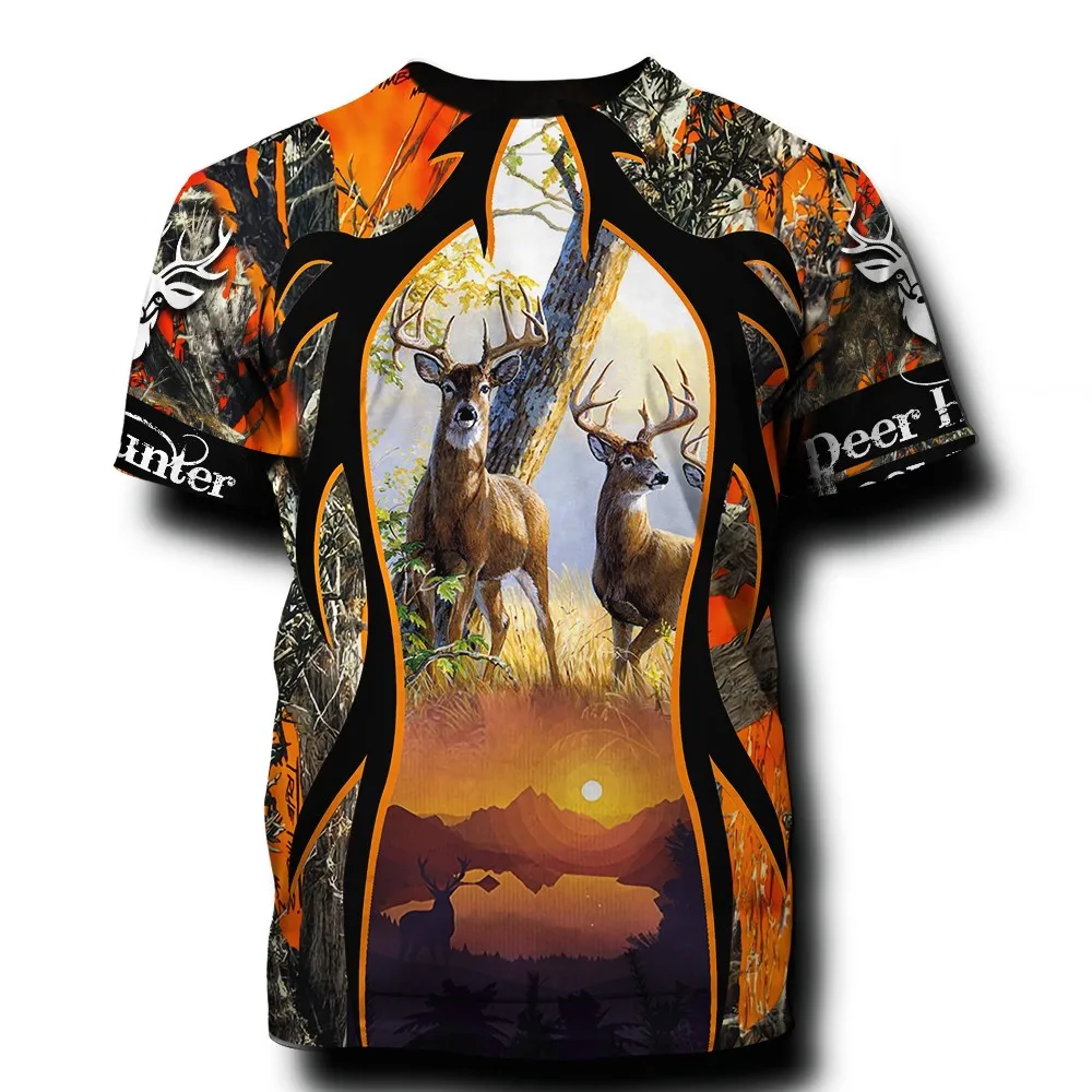 

2021 New Arrival T-shirts The Hunting Deer Shirt Outdoor T Shirt For Men 3d Print Top Tees Sport Shirts Short Sleeves Brand Tee