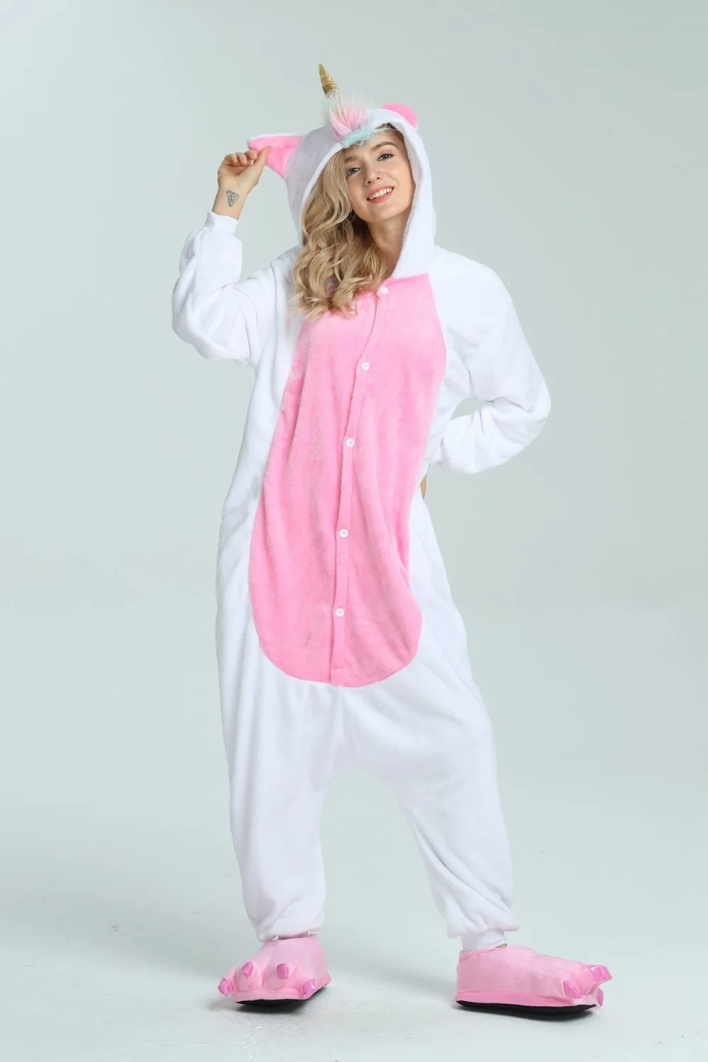 Women Kigurumi Unicorn Pajamas Sets Flannel Animal Stich Pajamas kits Winter warm unicornio Nightie Pyjamas Sleepwear Homewear