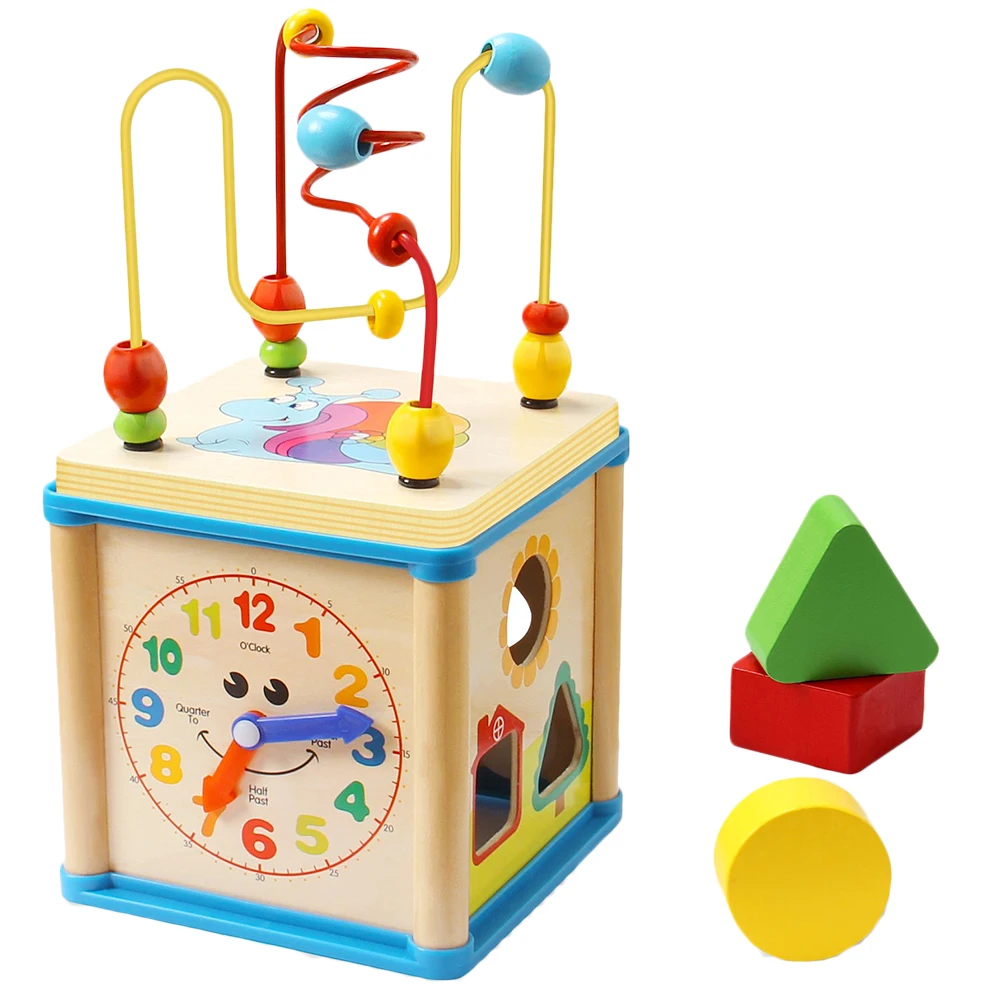 Забавный Детский развивающий лабиринт с деревянными бусинами в форме малыша