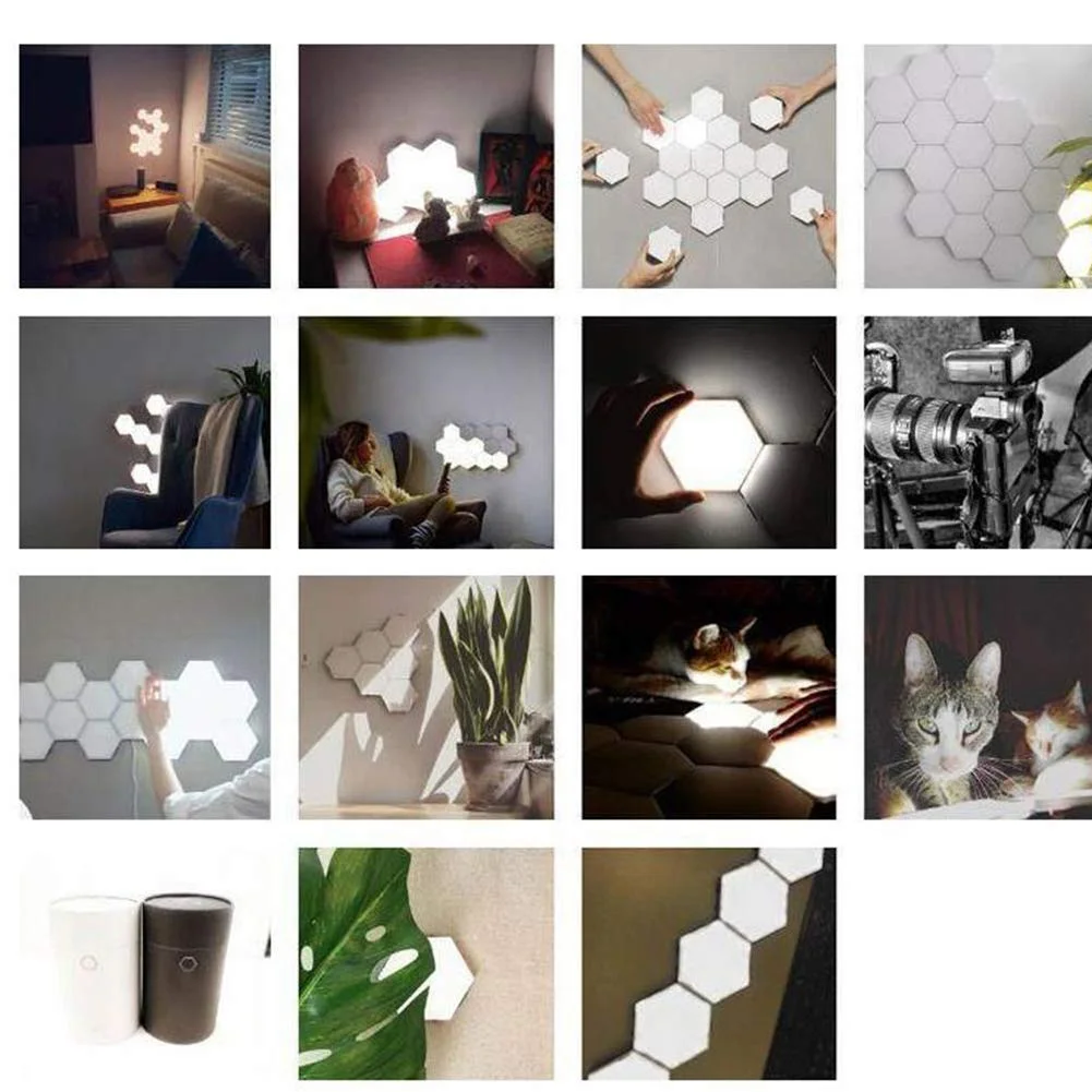 

High Honeycomb Assembly Touching Light DIY Wall Lamp Smart Light for Bedroom Hallway Bathroom UEJ